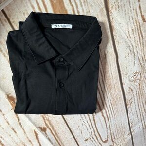 Zara Men’s Black Polo Shirt - Classic Collared Tee